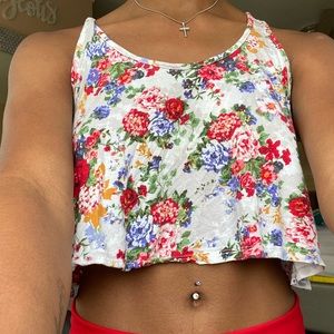 White Floral Crop Top